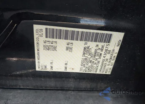 2016 Nissan Maxima 3.5 Platinum/3.5 S/3.5 Sl/3.5 Sr/3.5 Sv из США, поврежденный, VIN 1N4AA6APXGC430875